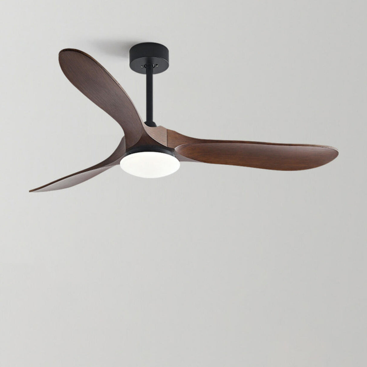 Nordic Simple Solid Wood 3 Blade LED Ceiling Fan Light Image - 6