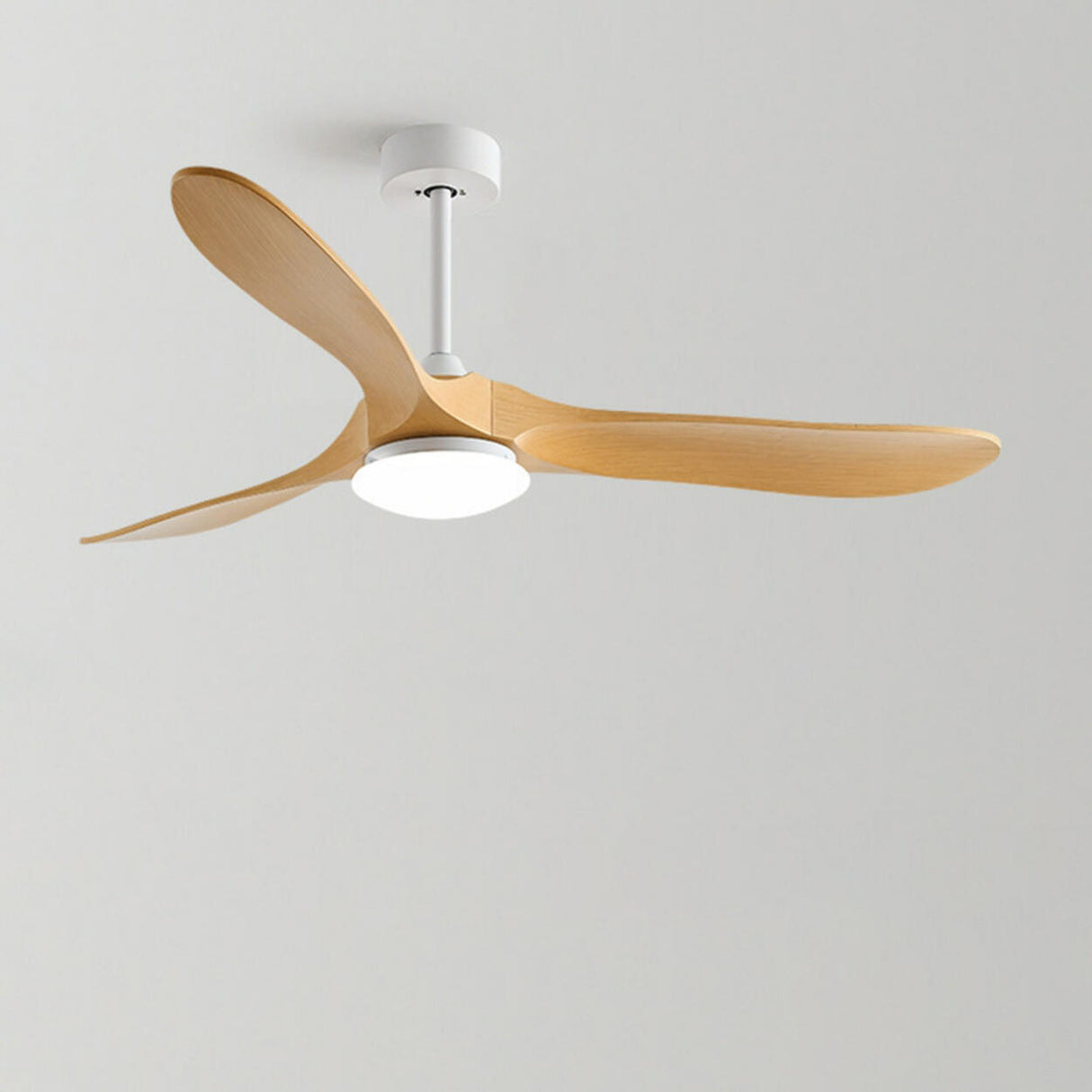 Nordic Simple Solid Wood 3 Blade LED Ceiling Fan Light Image - 7