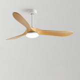 Nordic Simple Solid Wood 3 Blade LED Ceiling Fan Light Image - 7