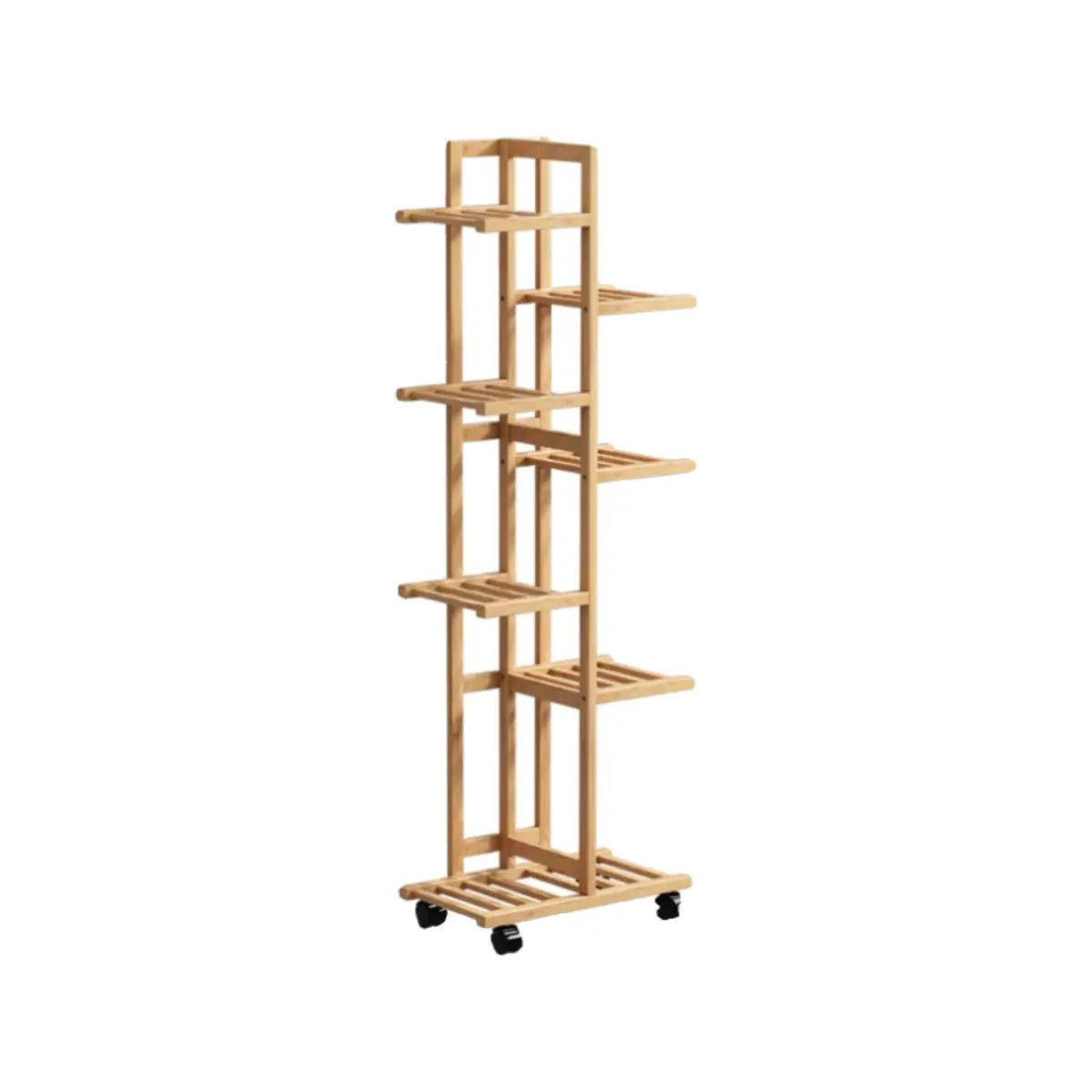 Nordic Square Multi-layer Bamboo Rolling Plant Stand Image - 10