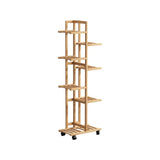 Nordic Square Multi-layer Bamboo Rolling Plant Stand Image - 10