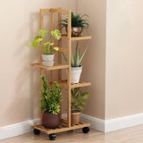 Nordic Square Multi-layer Bamboo Rolling Plant Stand Image - 11