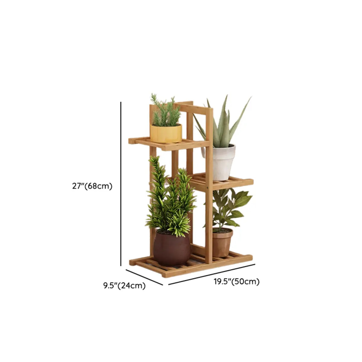 Nordic Square Multi-layer Bamboo Rolling Plant Stand 