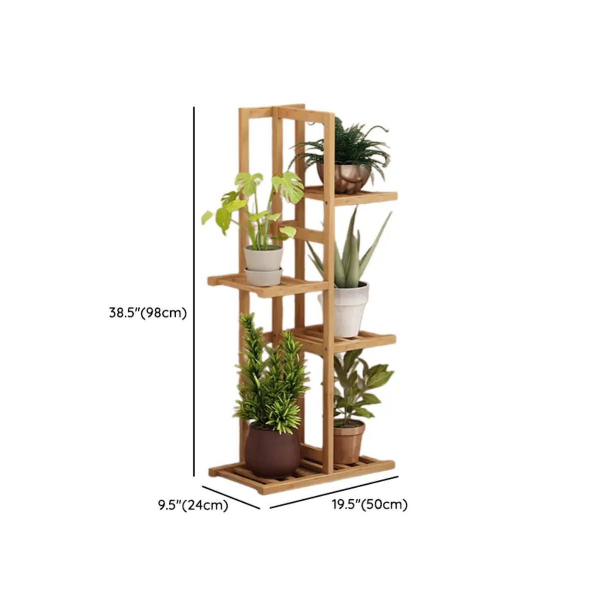 Nordic Square Multi-layer Bamboo Rolling Plant Stand Image - 19