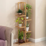 Nordic Square Multi-layer Bamboo Rolling Plant Stand Image - 2