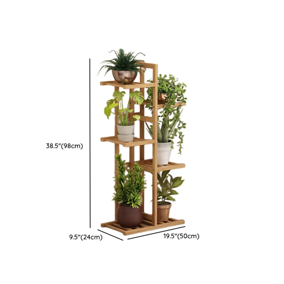 Nordic Square Multi-layer Bamboo Rolling Plant Stand Image - 20