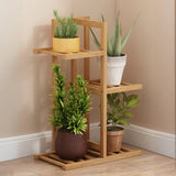 Nordic Square Multi-layer Bamboo Rolling Plant Stand Image - 3