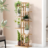 Nordic Square Multi-layer Bamboo Rolling Plant Stand Image - 4