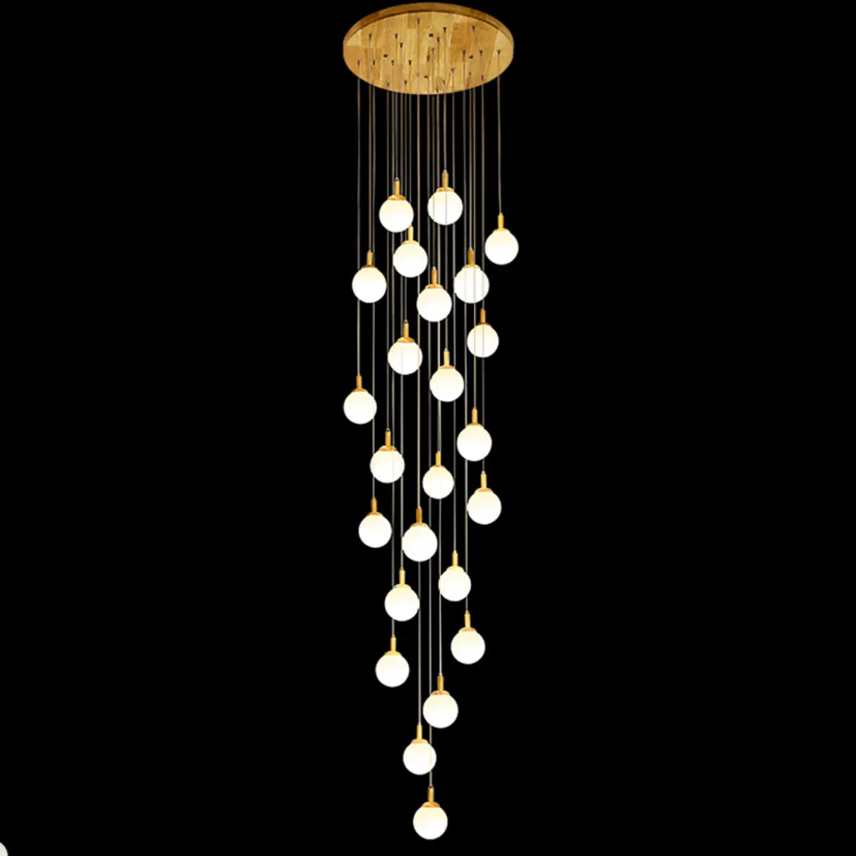 Nordic Stairwell Cluster White Glass Globe Pendant Light Image - 11