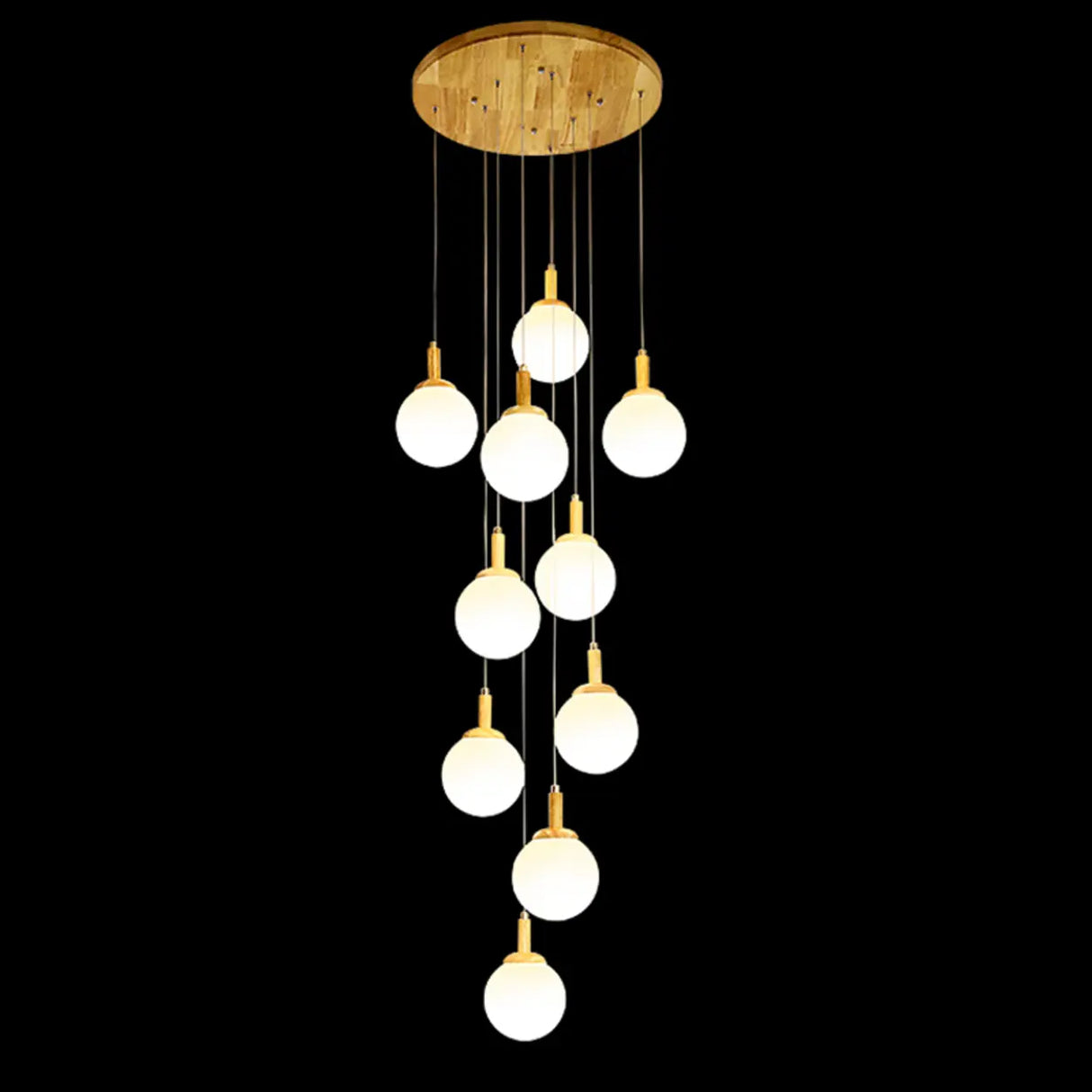 Nordic Stairwell Cluster White Glass Globe Pendant Light Image - 6