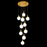 Nordic Stairwell Cluster White Glass Globe Pendant Light Image - 6