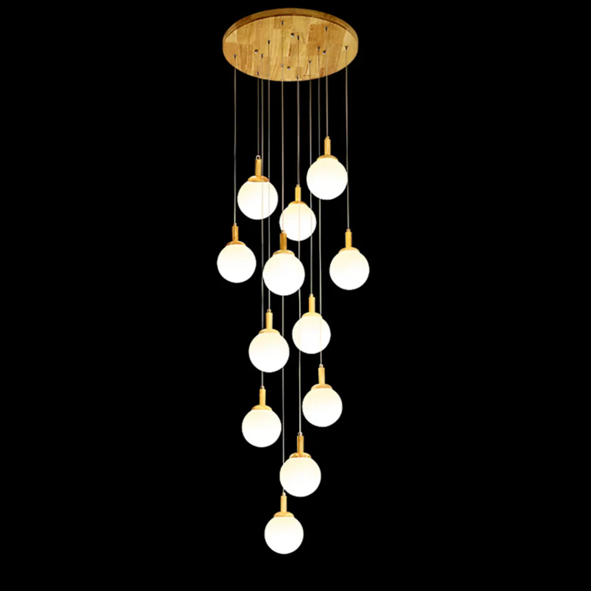 Nordic Stairwell Cluster White Glass Globe Pendant Light Image - 7