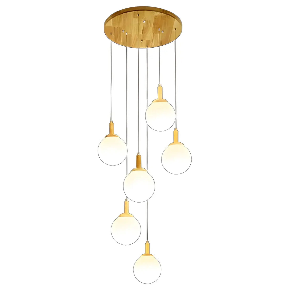 Nordic Stairwell Cluster White Glass Globe Pendant Light Image - 9