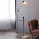 Nordic Style Adjustable Glass Globe Brass Floor Lamp Image - 1