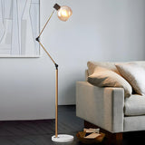 Nordic Style Adjustable Glass Globe Brass Floor Lamp Image - 13