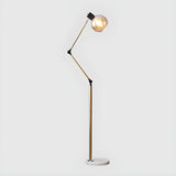 Nordic Style Adjustable Glass Globe Brass Floor Lamp Image - 7