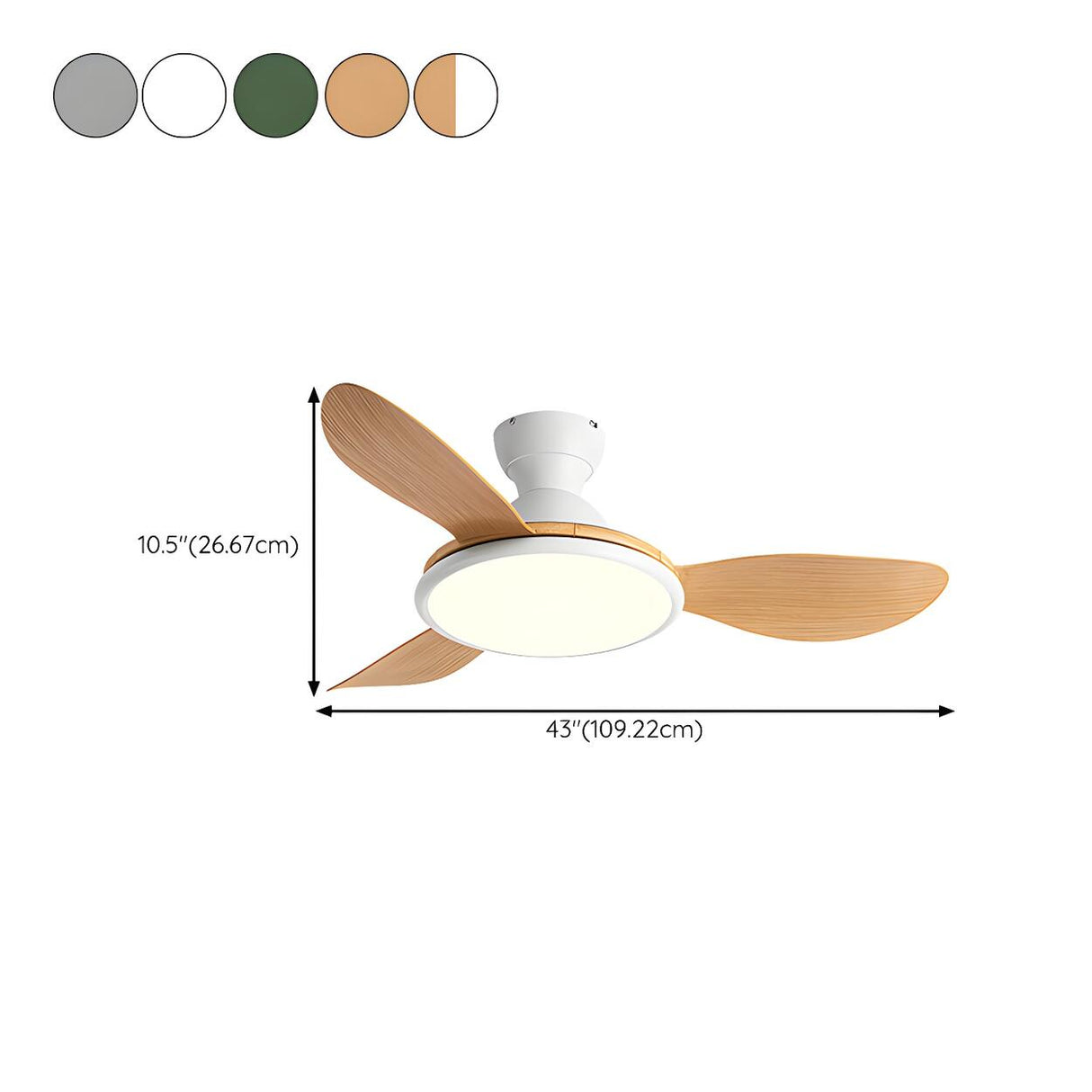 Nordic Style Fashion 3-Blade Ceiling Fan with LED Light 