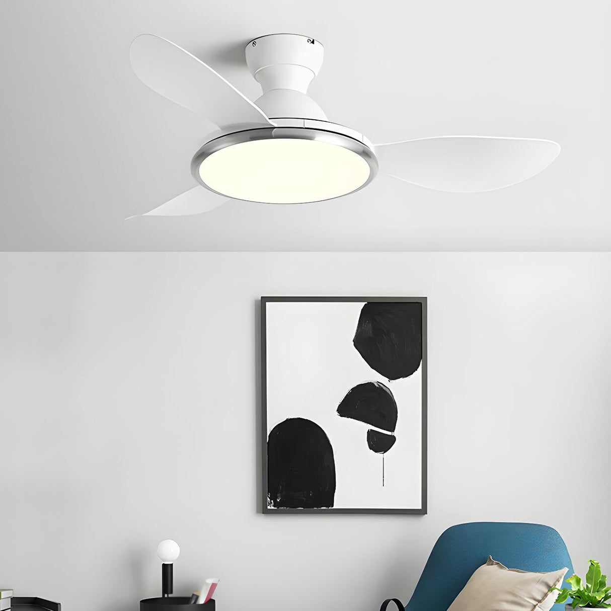 Nordic Style Fashion 3-Blade Ceiling Fan with LED Light Image - 5