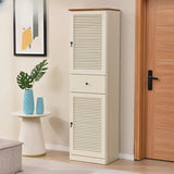 Nordic Tall Wood Shoe Cabinet Entryway Cream Large Image - 21