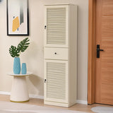 Nordic Tall Wood Shoe Cabinet Entryway Cream Large Image - 23