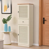 Nordic Tall Wood Shoe Cabinet Entryway Cream Large Image - 7