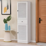 Nordic Tall Wood Shoe Cabinet Entryway Cream Large Image - 9