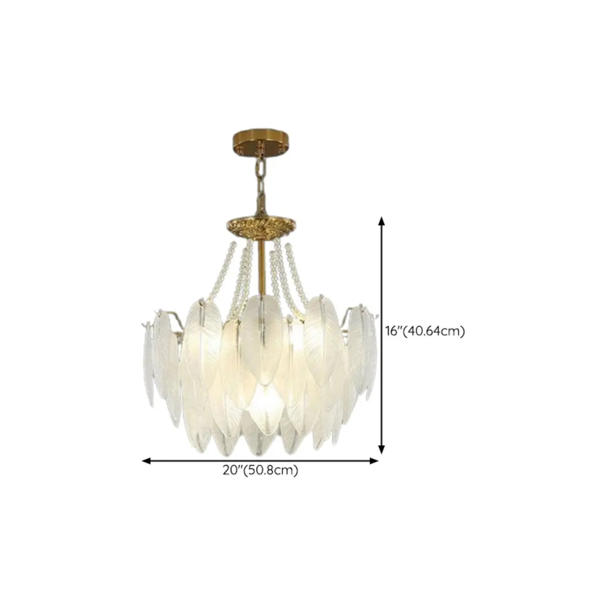 Nordic Tiered Leaf Glass Living Room White Chandelier 