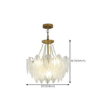 Nordic Tiered Leaf Glass Living Room White Chandelier #size