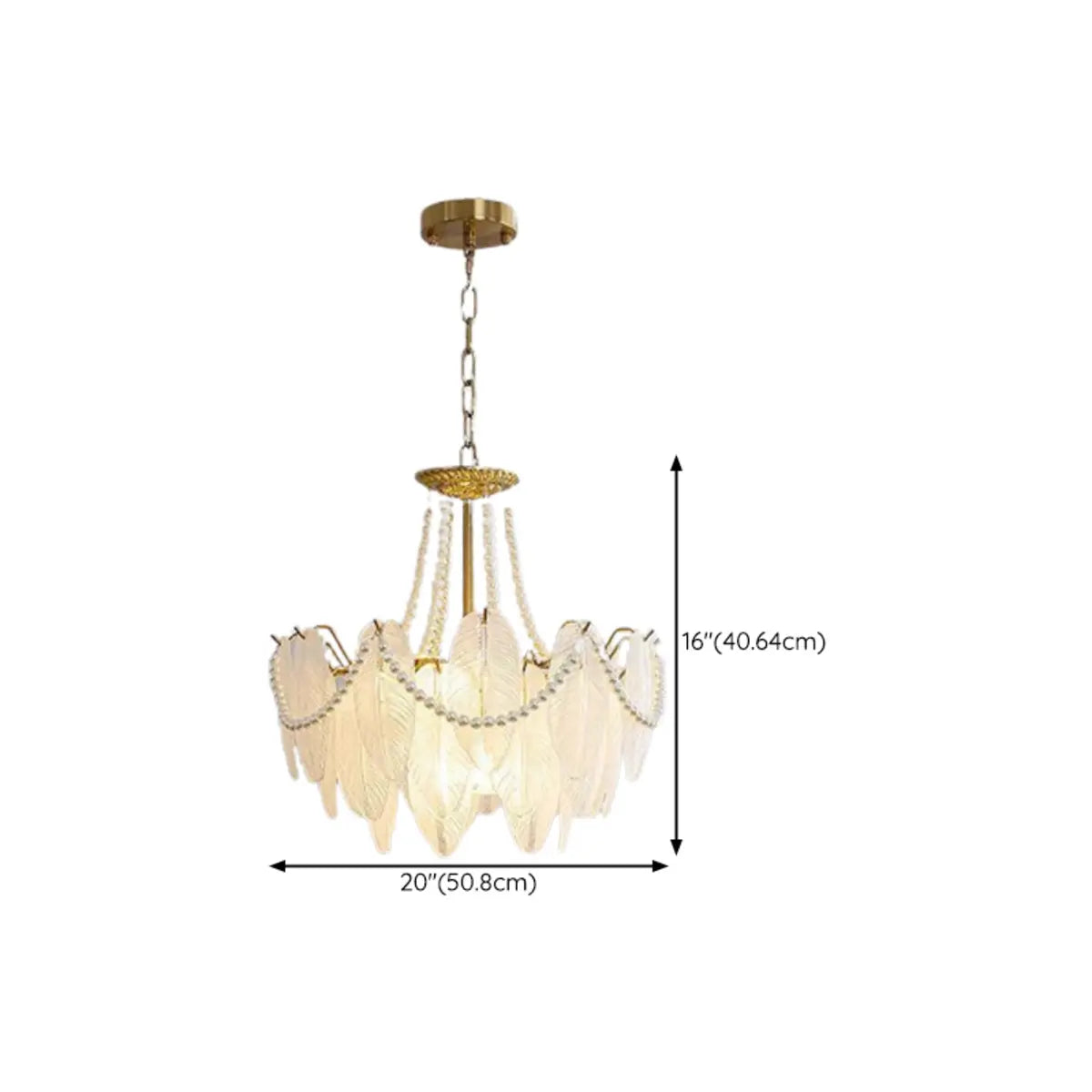 Nordic Tiered Leaf Glass Living Room White Chandelier Image - 23