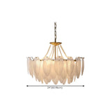 Nordic Tiered Leaf Glass Living Room White Chandelier Image - 24