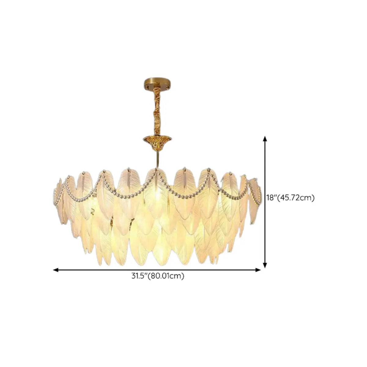 Nordic Tiered Leaf Glass Living Room White Chandelier Image - 28