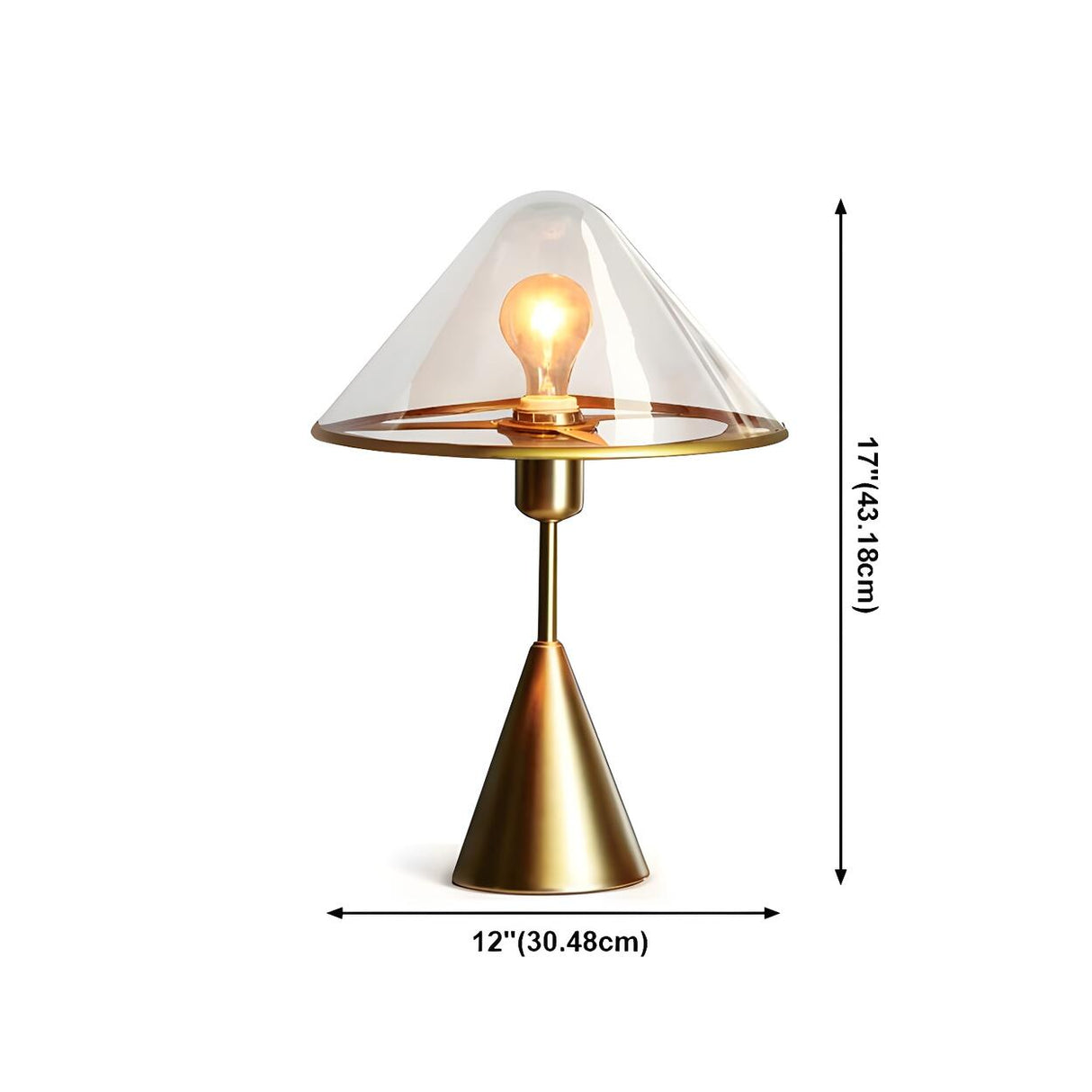 Nordic Unique Gold Cone Glass Shade Bedroom Table Lamp 