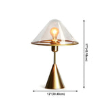 Nordic Unique Gold Cone Glass Shade Bedroom Table Lamp #size