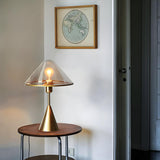 Nordic Unique Gold Cone Glass Shade Bedroom Table Lamp Image - 4