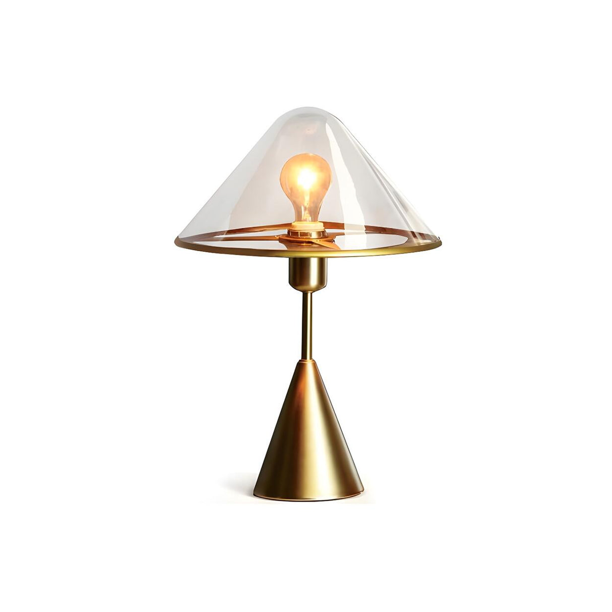 Nordic Unique Gold Cone Glass Shade Bedroom Table Lamp Image - 5