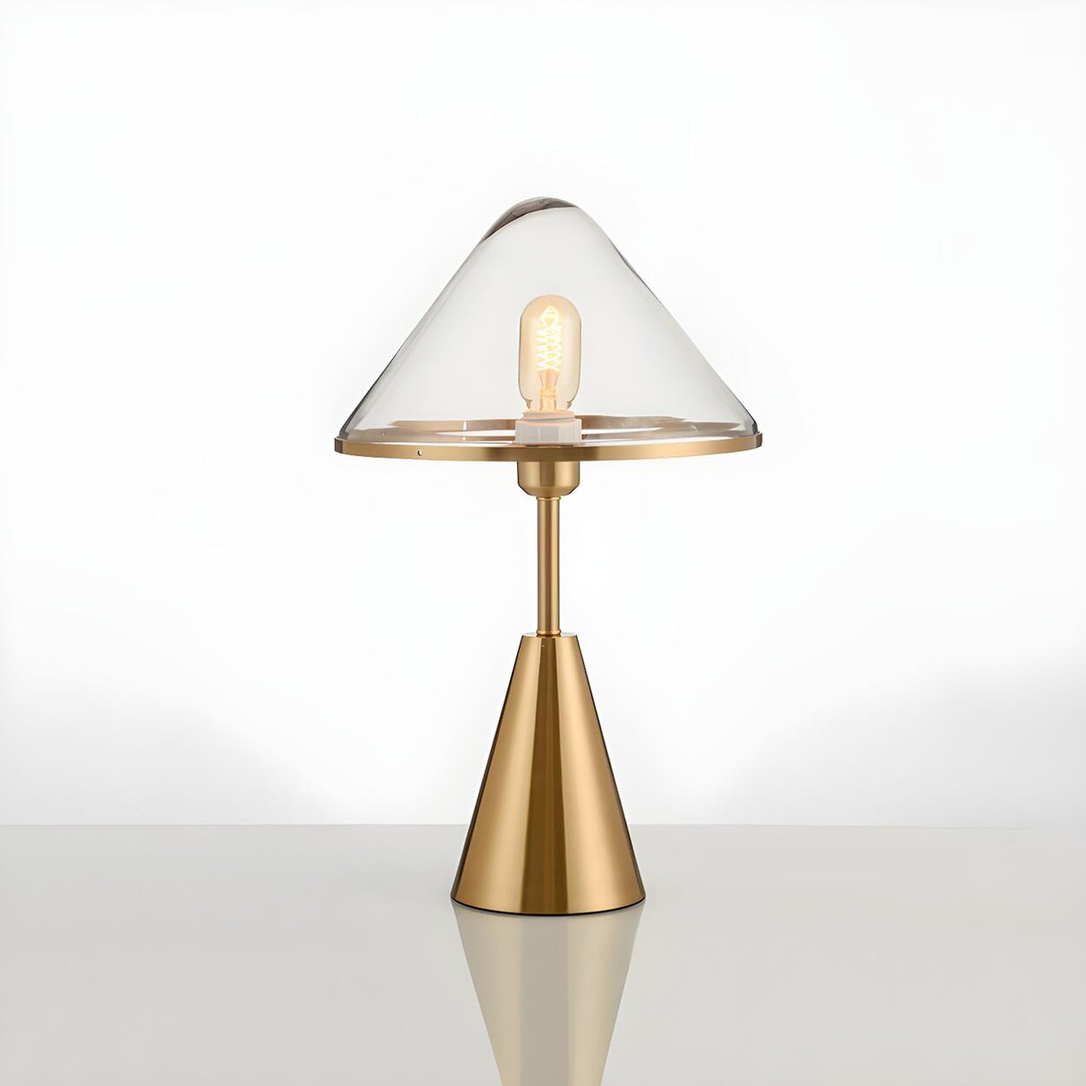 Nordic Unique Gold Cone Glass Shade Bedroom Table Lamp Image - 6