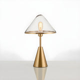 Nordic Unique Gold Cone Glass Shade Bedroom Table Lamp Image - 6