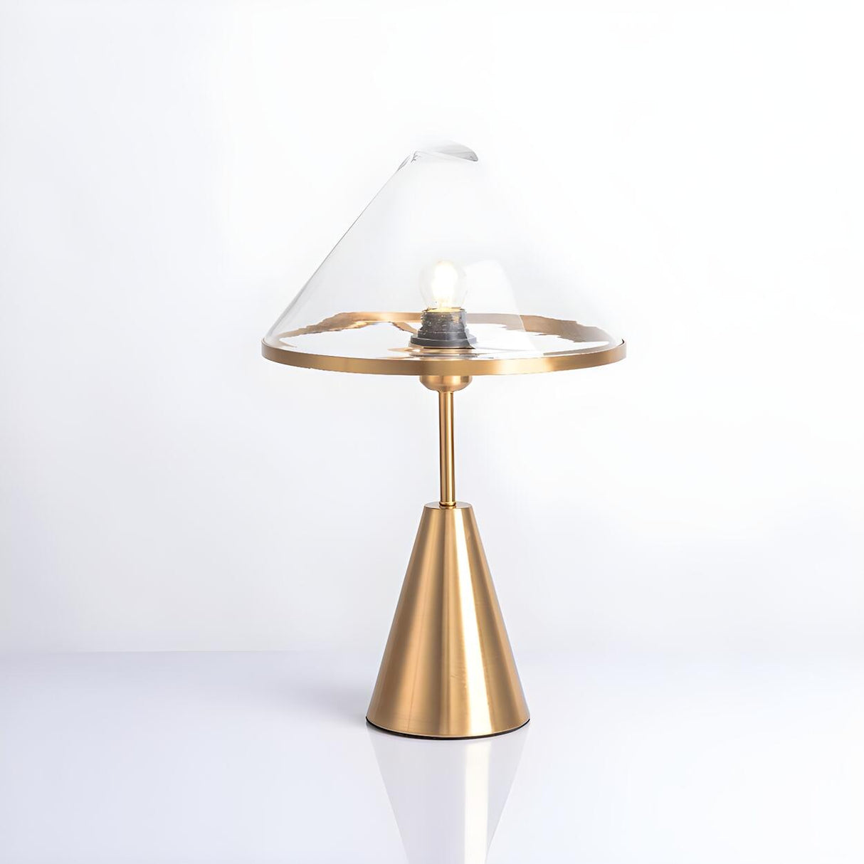 Nordic Unique Gold Cone Glass Shade Bedroom Table Lamp Image - 7