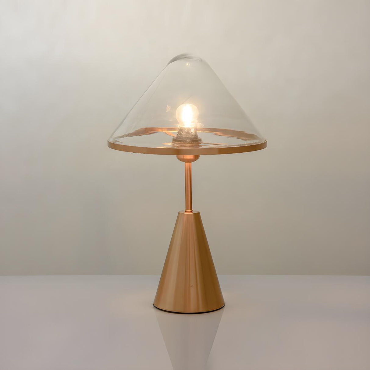 Nordic Unique Gold Cone Glass Shade Bedroom Table Lamp Image - 8