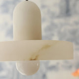 Nordic Unique White Alabaster Round Mini Pendant Light Image - 5