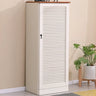 Nordic Vertical Wood Ivory Entryway Shoe Cabinet Storage Image - 1