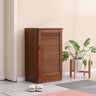 Nordic Vertical Wood Ivory Entryway Shoe Cabinet Storage Image - 23