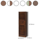 Nordic Vertical Wood Ivory Entryway Shoe Cabinet Storage Image - 54