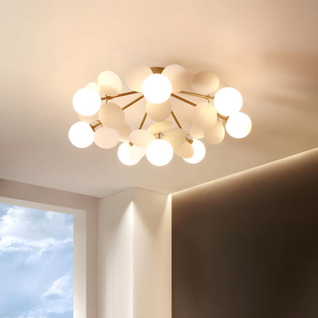 Nordic White Glass Bubble Semi-Flush Mount Ceiling Lamp Image - 1