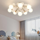 Nordic White Glass Bubble Semi-Flush Mount Ceiling Lamp Image - 5