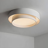 Nordic White Layered Drum LED Flush Mount Ceiling Light Image - 1