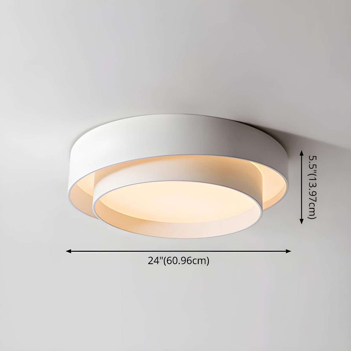 Nordic White Layered Drum LED Flush Mount Ceiling Light Image - 11