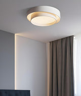 Nordic White Layered Drum LED Flush Mount Ceiling Light Image - 12