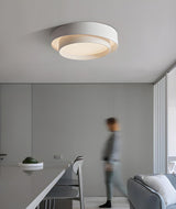 Nordic White Layered Drum LED Flush Mount Ceiling Light Image - 13