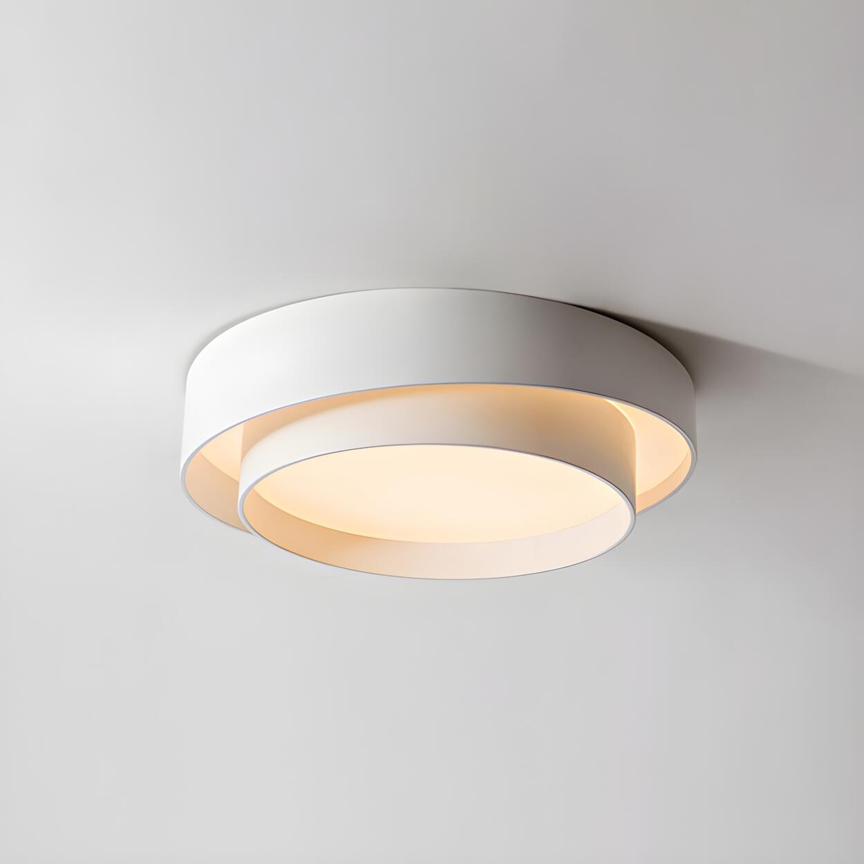 Nordic White Layered Drum LED Flush Mount Ceiling Light Image - 2